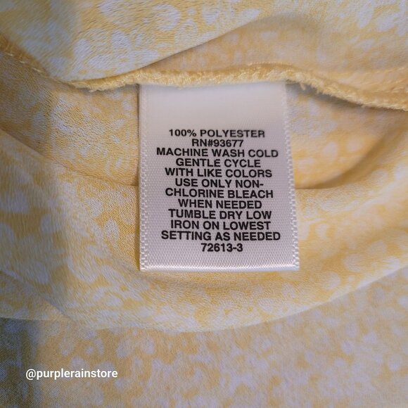 Liz Claiborne Chiffon Dainty Floral Top XL Yellow White Keyhole Button Back NWT - Picture 6 of 10